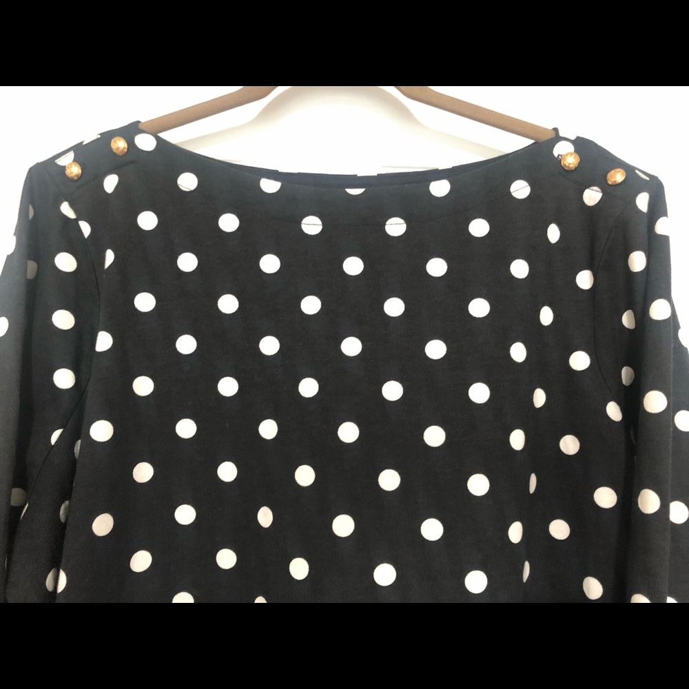 Lauren Ralph Lauren Polka-Dot Bell-Sleeve Cotton Top  size 2X - Picture 3 of 9